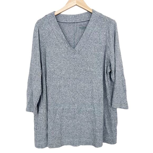 Lane Bryant Gray Ribbed 3/4 Sleeve Sweater Sz 18/20 - Picture 4 of 4